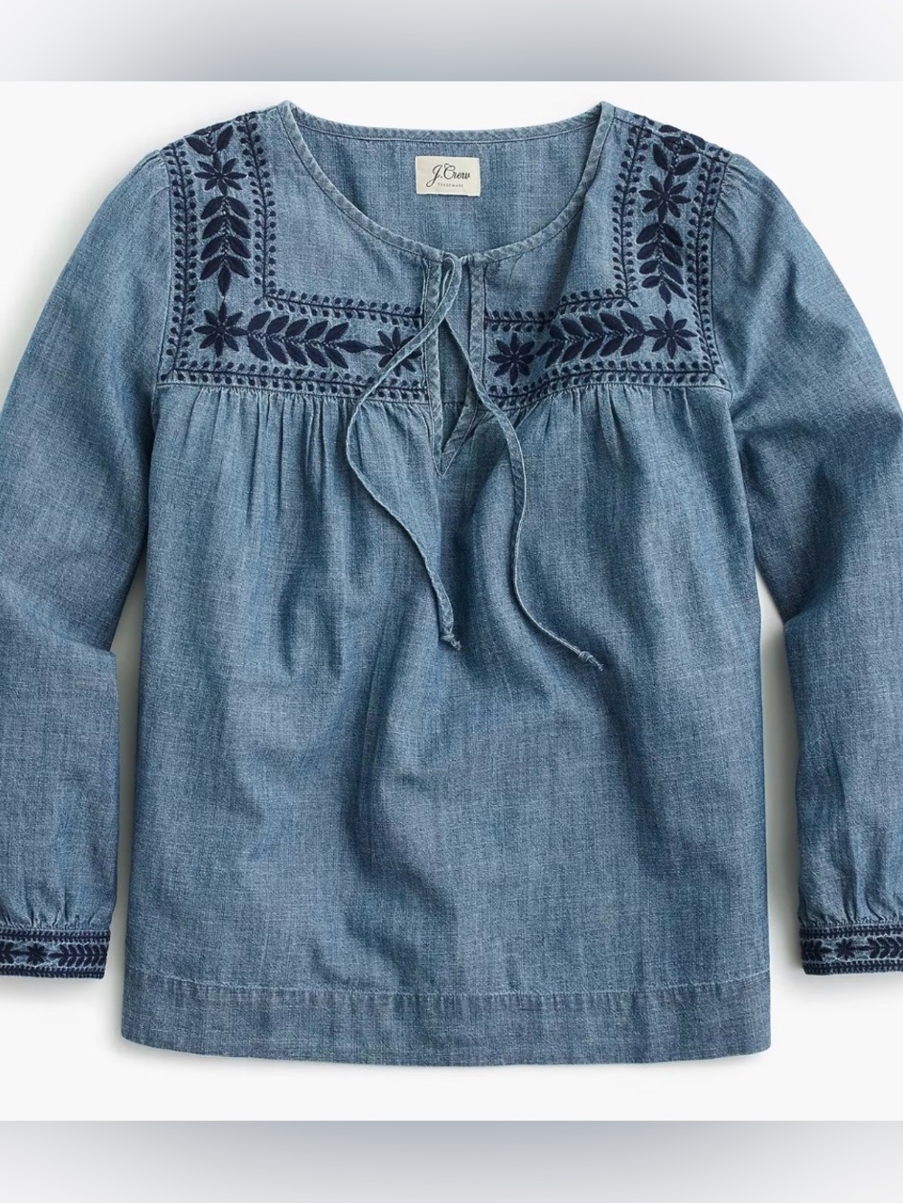 J.Crew Embroidered chambray top